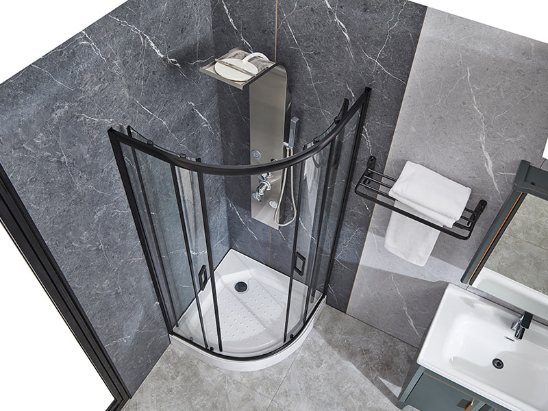 SE klizna staklena vrata za tuš kabinu, crni aluminijski profil SE klizna staklena vrata za tuš kabinu, crni aluminijski profil